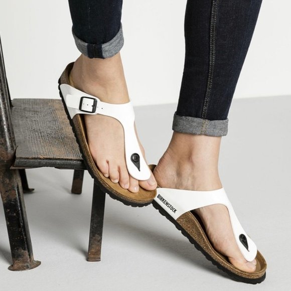 Birkenstock White Patent Leather Gizeh Sandals-NWT - Picture 2 of 8